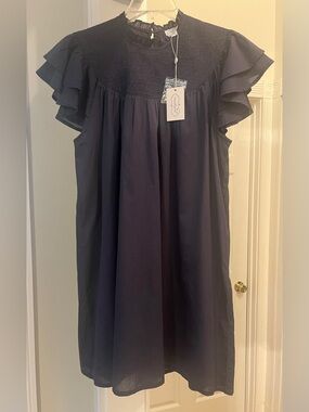 Mud Pie Navy Smocked Mini Dress